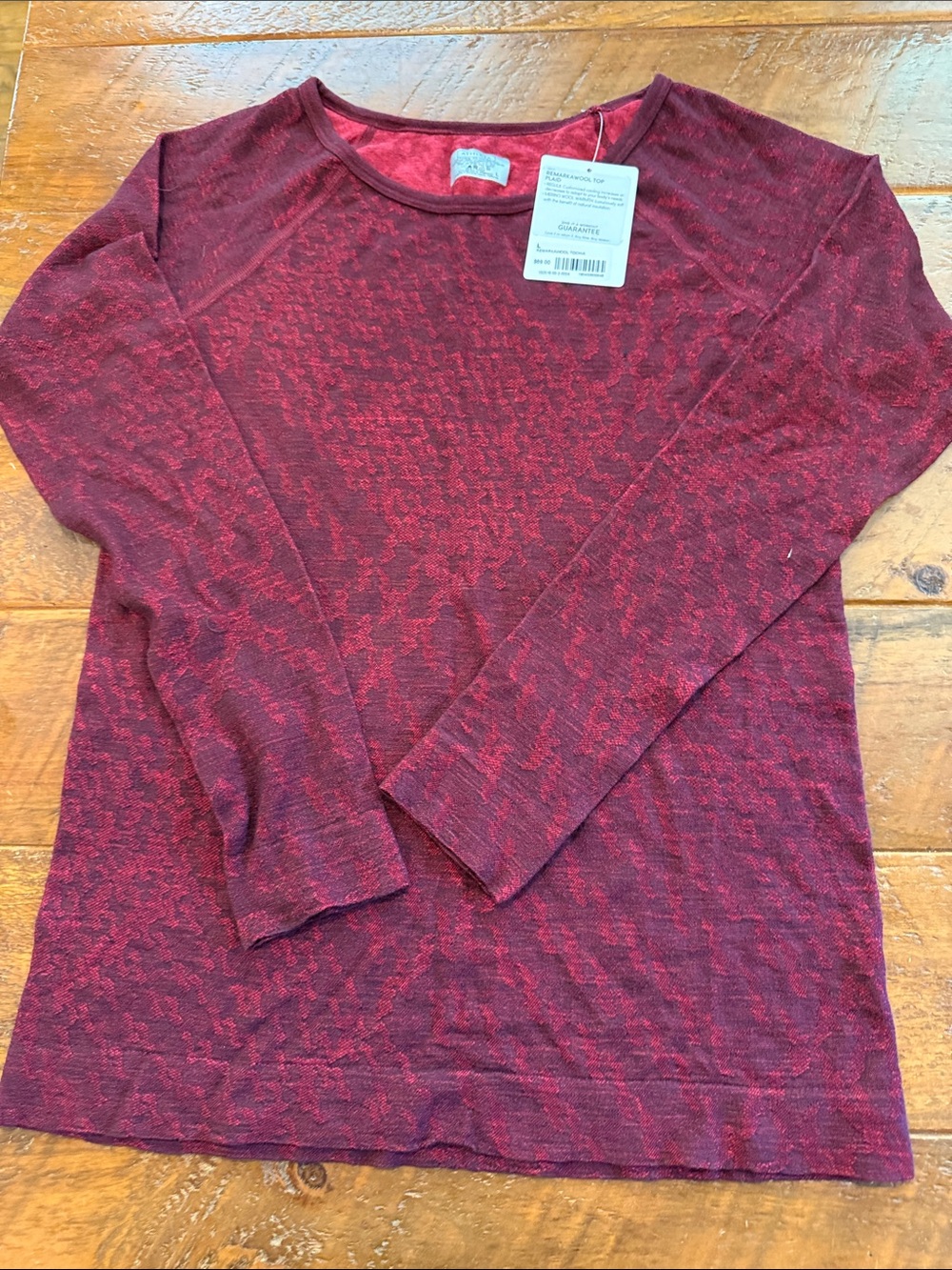 Athleta Burgundy Marled Long Sleeve Crew Top